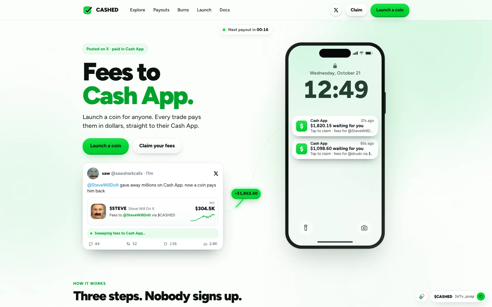 CASHED homepage