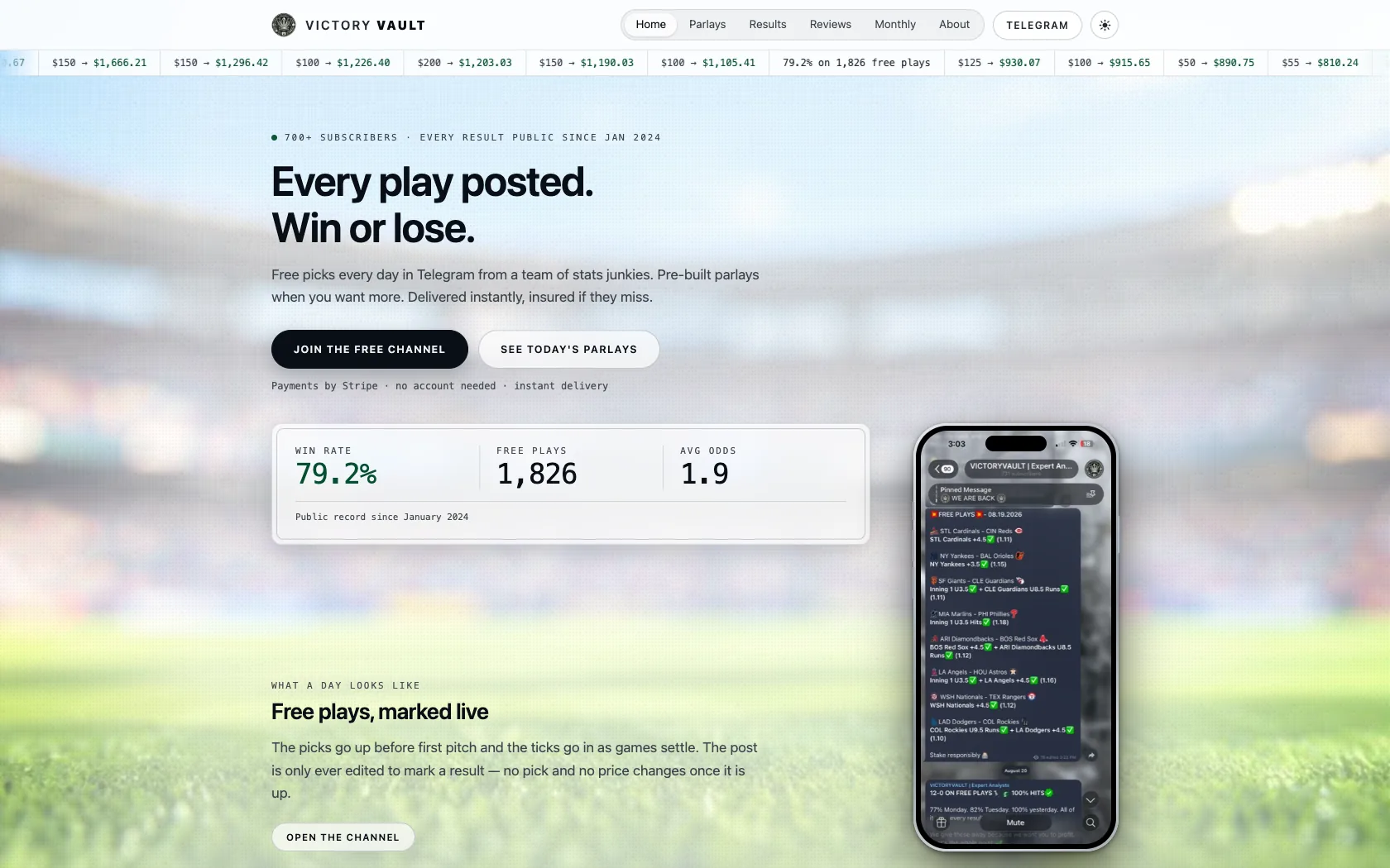 Victory Vault homepage